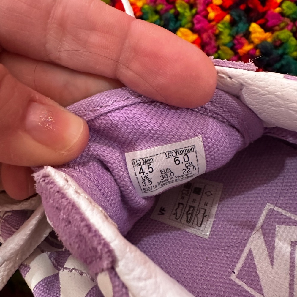 🦄Vans Purple and White Swirly Trippy Chekered Stackform Platform Sneakers🦄 - Picture 7 of 8